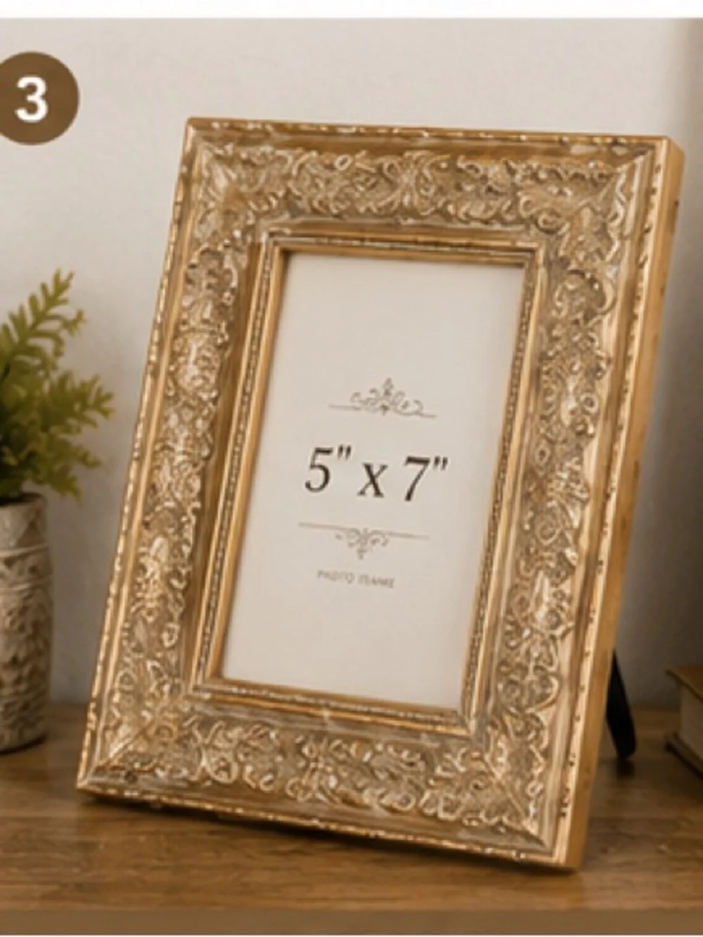 Ornate 5x7 Gold Frame Vintage Style Embossed French Country Baroque Tabletop